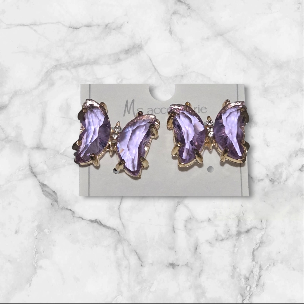 Purple Butterfly Earrings